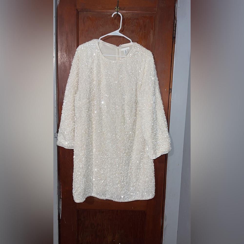 H&M White Sequin Dress